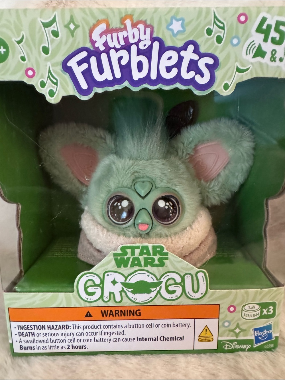 New inbox Furby Furblets Grogu bag charm/keychain . It has sound!